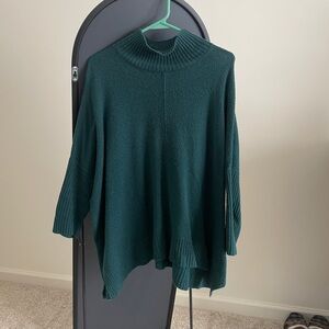 Emerald green, mock turtleneck tunic